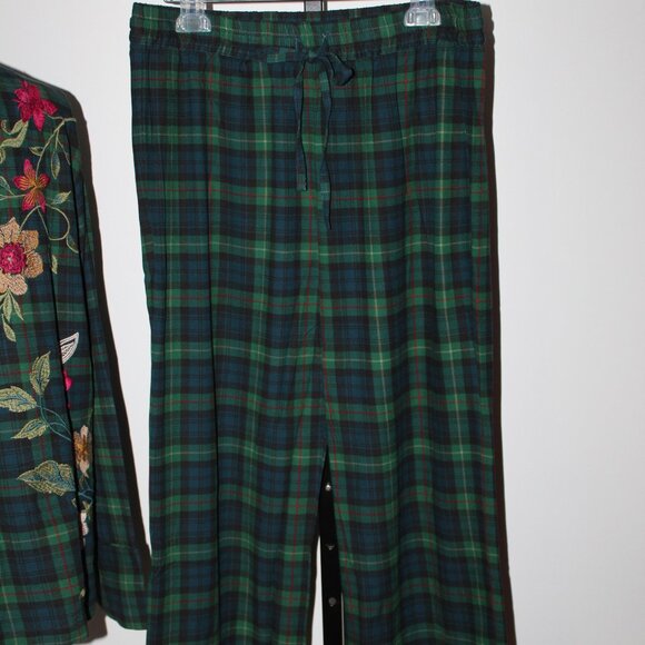 NWT Johnny Was Biya JW Rhoda Long Embroidered PJ Pajamas Lounge Pants Top Set - Picture 6 of 8